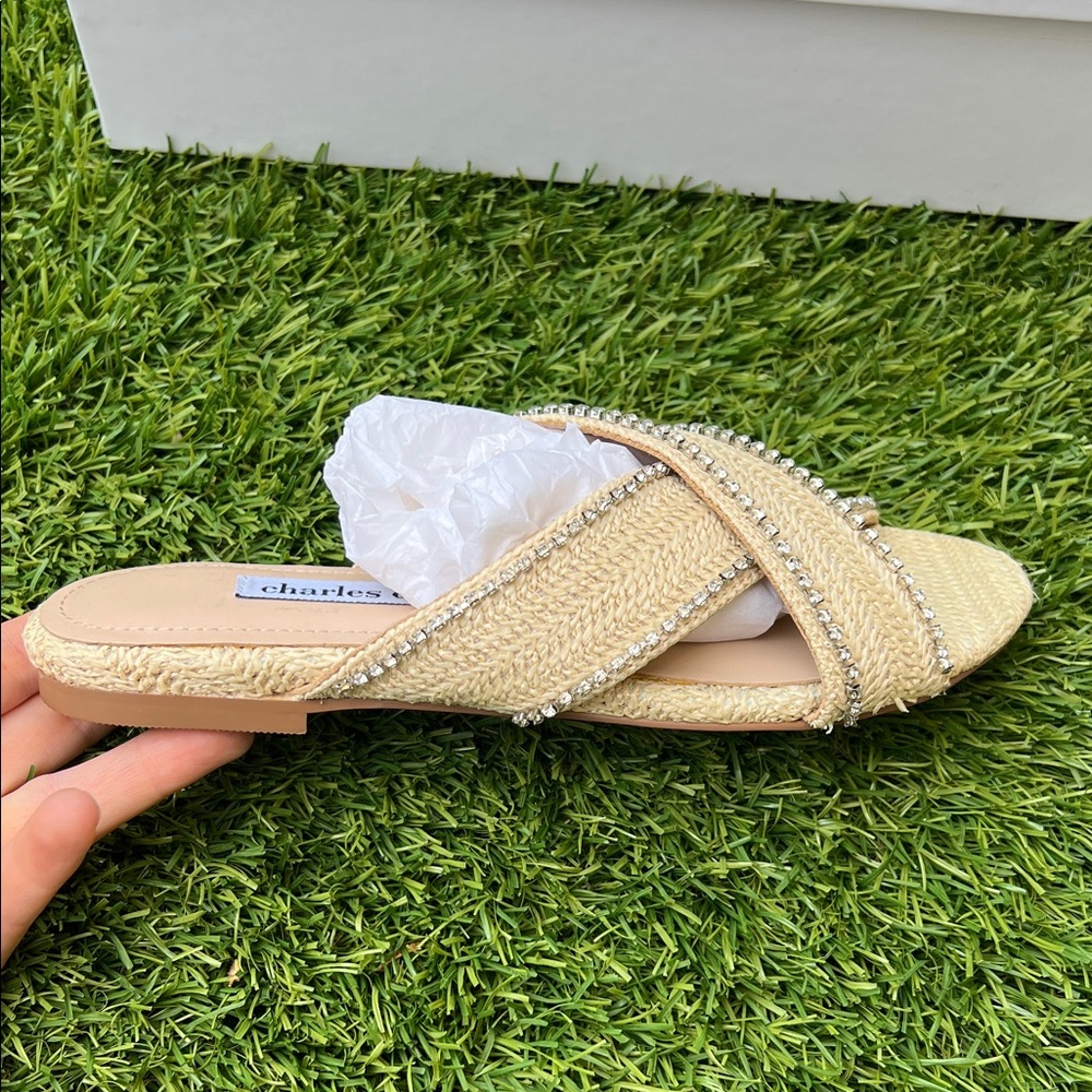 NWB Charlies Cream Beaded Women's Sandals